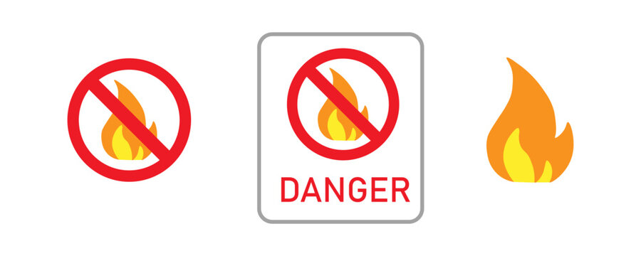 Fire denger icon. Flame set vector ilustration.