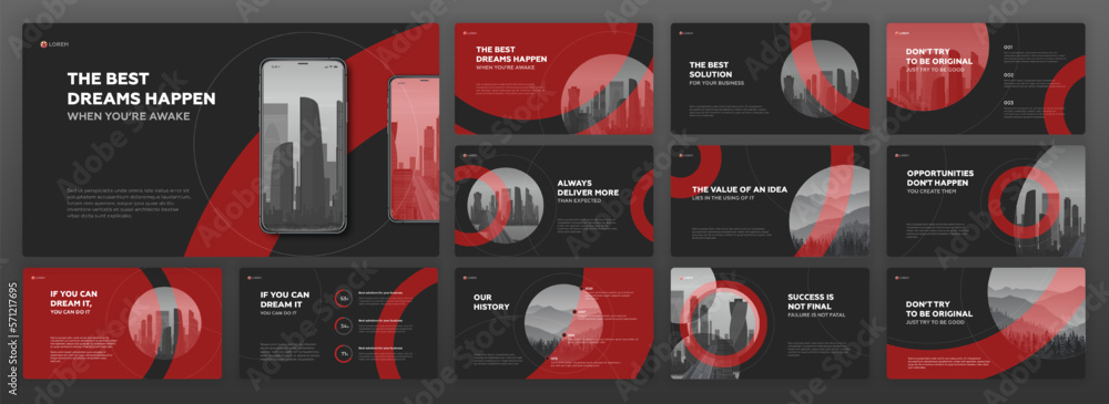 Canvas Prints creative powerpoint presentation templates set. use for creative keynote presentation background, br
