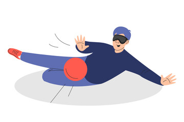 Goalball player vector isolated. Man with disability participating in sport activity. Paralympic games concept.