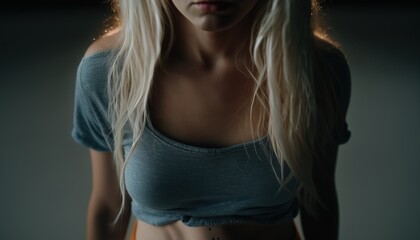 Sexy young woman close up tight crop generative ai