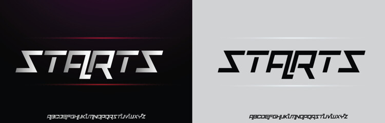 Starts, Game Sport Movie Alphabet Font. Typography modern regular style font for technology, digital, logo design. vector illustration