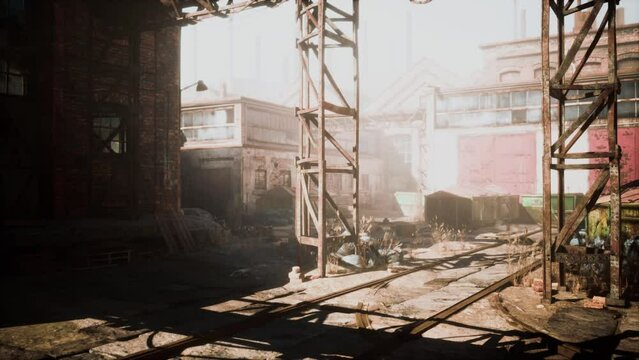 Large crumbling abandoned factory in Detroit