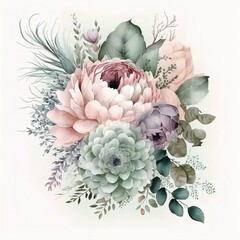 Watercolor floral illustration. Wedding graphic.