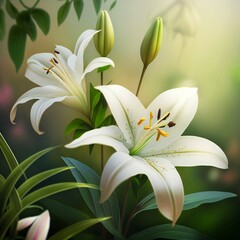 Fototapeta premium Lilies flower illustration.