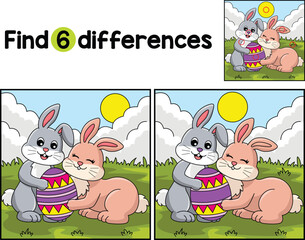 Two Rabbit Holding Easter Egg Find The Differences