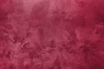 Textured abstract natural background. Color of the year, 2023, Viva Magenta. Texture wall handmade.