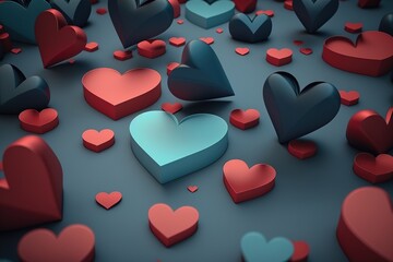 Heart Background, hearts of different shapes and colors for a greeting card or wallpaper