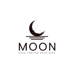 elegant crescent moon and star logo design line icon vector in luxury style outline linear © chusni