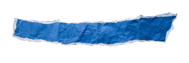 Torn blue paper for message isolated on white background.