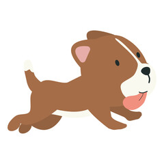 Cute dog run cartoon flat vector