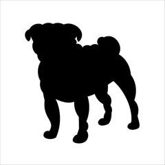 Pug dog. Pug silhouette.Vector.