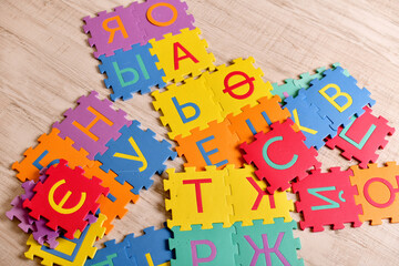 Puzzlematte für Kinder, 90 cm, Russisches arabisches Alphabet, Schaumstoff, Zottelpuzzle Russian Letters