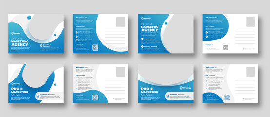Corporate business or marketing agency postcard template - obrazy, fototapety, plakaty