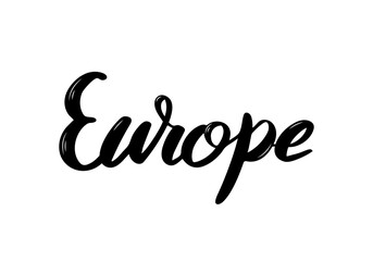 Europe Lettering. Handwritten  europe union name. Vector design template.