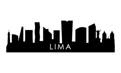 Lima skyline silhouette. Black Lima city design isolated on white background.