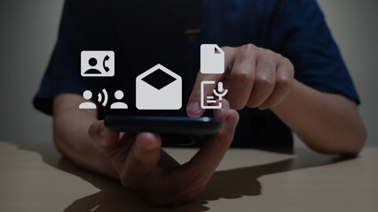 person holding a tablet with social network