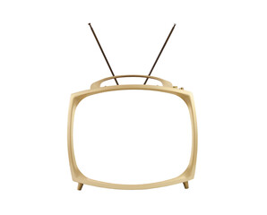 1950's portable television with antennas up.  Isolated with cut out screen and background.