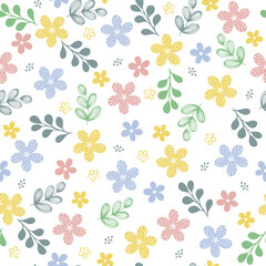Spring simple flowers seamless pattern