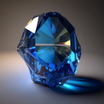 Magical mineral sapphire. Blue gemstone. Glowing gemstone.