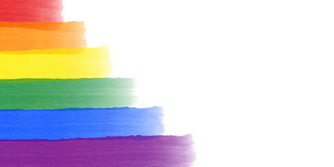 Colorful rainbow paint stoke texture sponge abstract background with copy space 