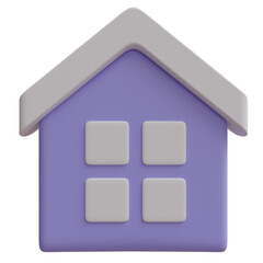 House icon. Blue cartoon minimal home isolated on transparent background, PNG