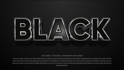 Black 3d style editable text effect