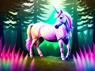 Fototapeta na wymiar A magnificent unicorn. Mysterious and magical. 