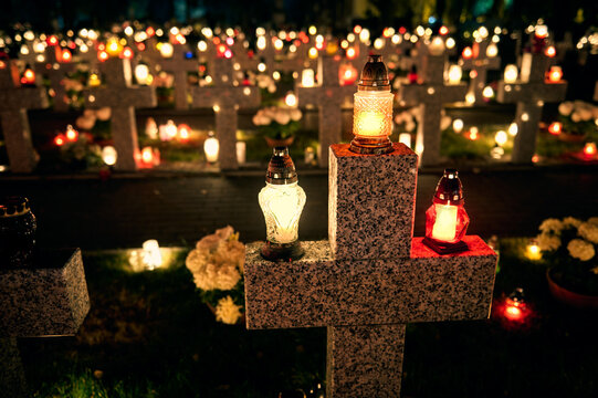 Cemetery during All Hallows' Day