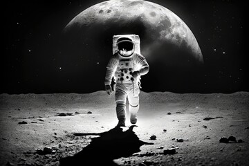 Astronaut walking on the moon, Generative AI