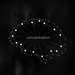 Brain circuit technology icon, concentration, computer graphics 