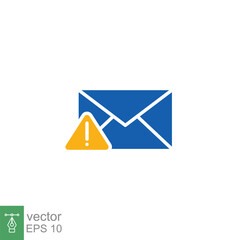 Warning alert message icon. Simple flat style for web template and app. Email, suspicious, letter, mail, news, notification, vector illustration design on white background. EPS 10.