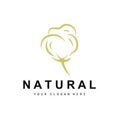 Cotton Logo, Natural Biological Organic Plant Design, Beauty Textile and Clothing Vector, Soft Cotton Flowers