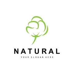 Cotton Logo, Natural Biological Organic Plant Design, Beauty Textile and Clothing Vector, Soft Cotton Flowers