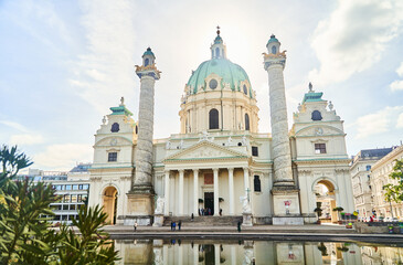 Fototapeta na wymiar Austria, Vienna - 12.10.2022: View of the Karlskirche church in Vienna. High quality photo