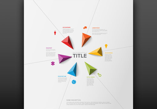 Six arrows pointing to the center  infographic template