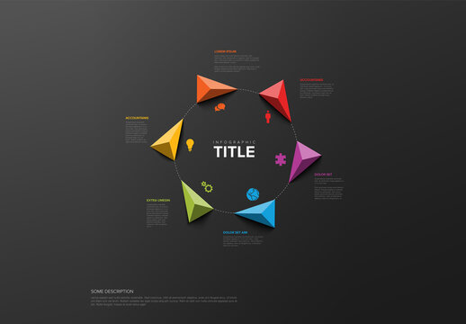 Six Elements Infographic Cycle With Icons In Triangle Arrows On Dark Background