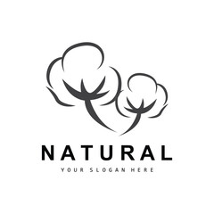 Cotton Logo, Natural Biological Organic Plant Design, Beauty Textile and Clothing Vector, Soft Cotton Flowers