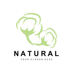 Cotton Logo, Natural Biological Organic Plant Design, Beauty Textile and Clothing Vector, Soft Cotton Flowers