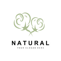 Cotton Logo, Natural Biological Organic Plant Design, Beauty Textile and Clothing Vector, Soft Cotton Flowers