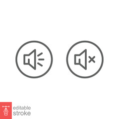 Speaker, audio and sound mute line icon. Simple outline style for Video Conference, Webinar and Video chat. Vector illustration isolated on white background. Editable stroke EPS 10.