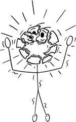 Person Suffering From Stress, Vector Cartoon Stick Figure Illustration