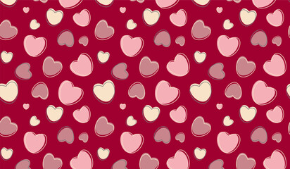 Hearts seamless pattern background, can be used for celebrations, wedding invitation, mothers day and valentines day, print for textile, web design, social media. Hearts in pastel togas .