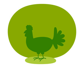 Illustration of a farm hen green color with rounded background