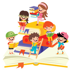 Illustration Of Kids Reading Book