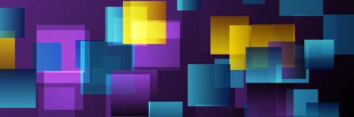 Colorful glossy squares abstract tech background. Geometry vector banner design