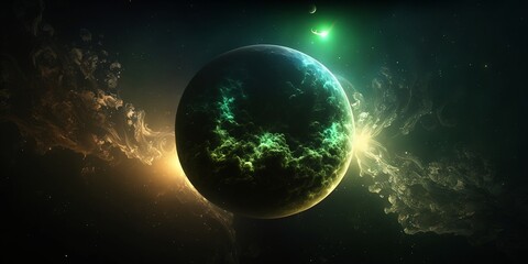 Green gas giant planet