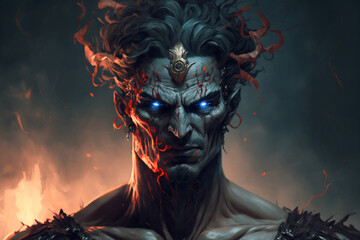Ancient Greek god of the Underworld. Hades portrait. Generative AI illustration.
