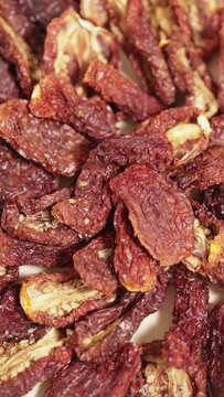Dried fruits of gentle drying tomatoes with sea salt