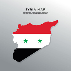 Map of Syria in color of national flag. High detailed vector map of Syria on grey background.