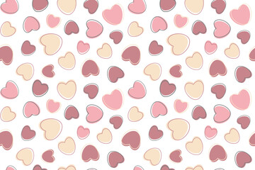 Hearts seamless pattern background, can be used for celebrations, wedding invitation, mothers day and valentines day, print for textile, web design, social media.on a white background.